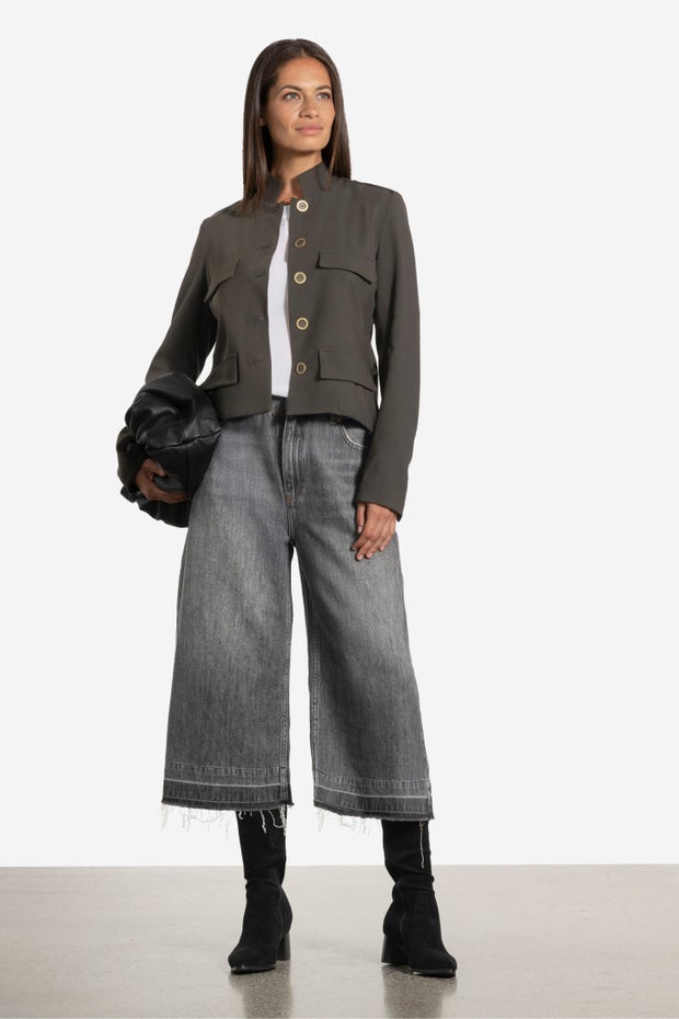 720's Mid Waist Long Length Shorts in Grey
