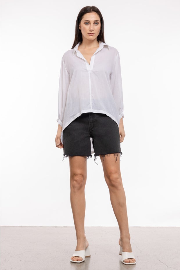 90's Mid Straight Denim Short in Black