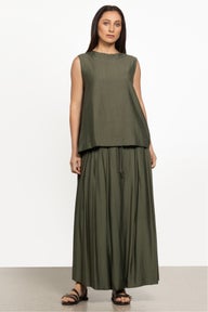 Abby A-line Long Skirt in Green