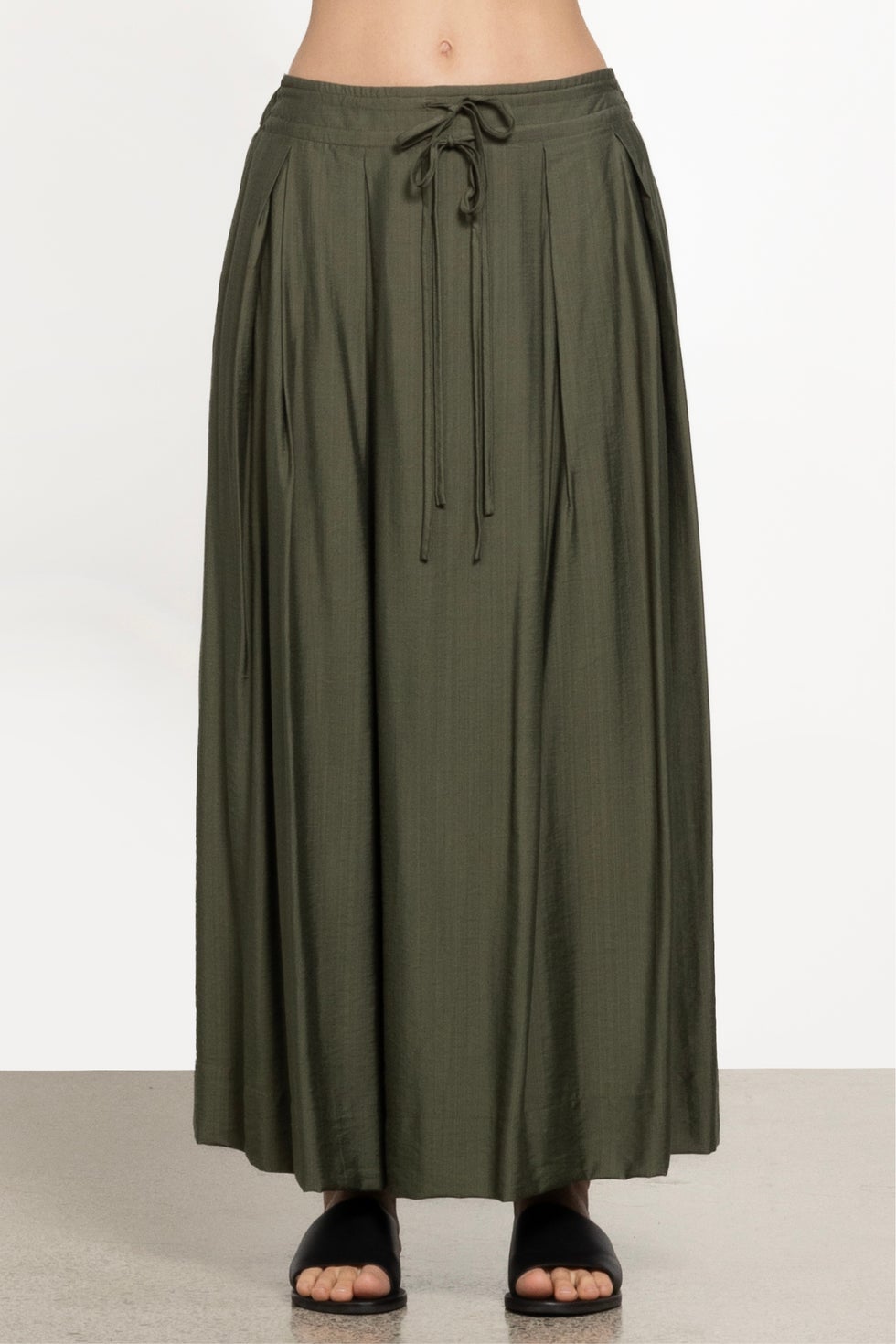 Abby A-line Long Skirt in Green
