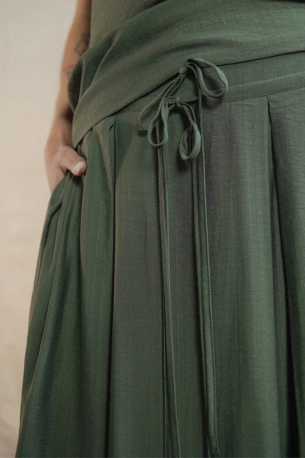 Abby A-line Long Skirt in Green