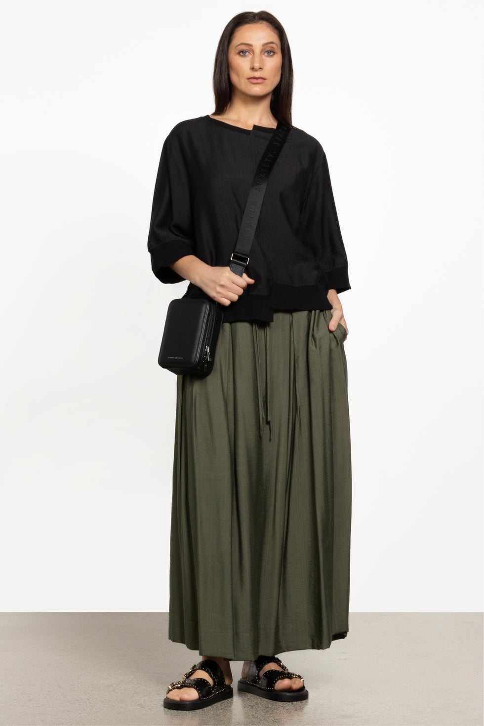 Abby A-line Long Skirt in Green