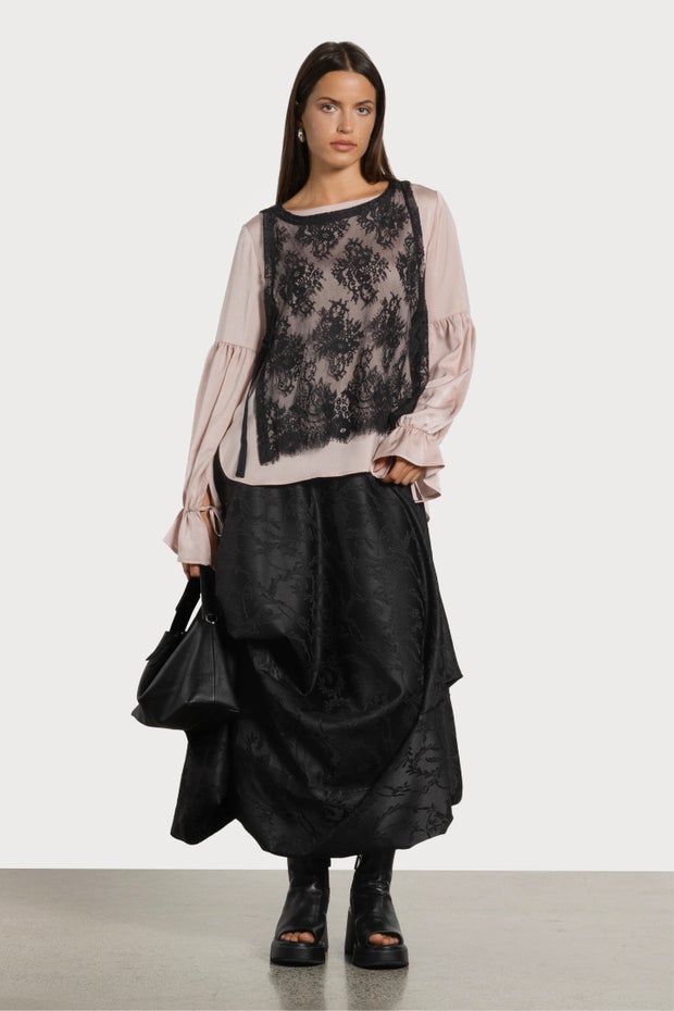 Adore Jacquard Full Skirt in Black
