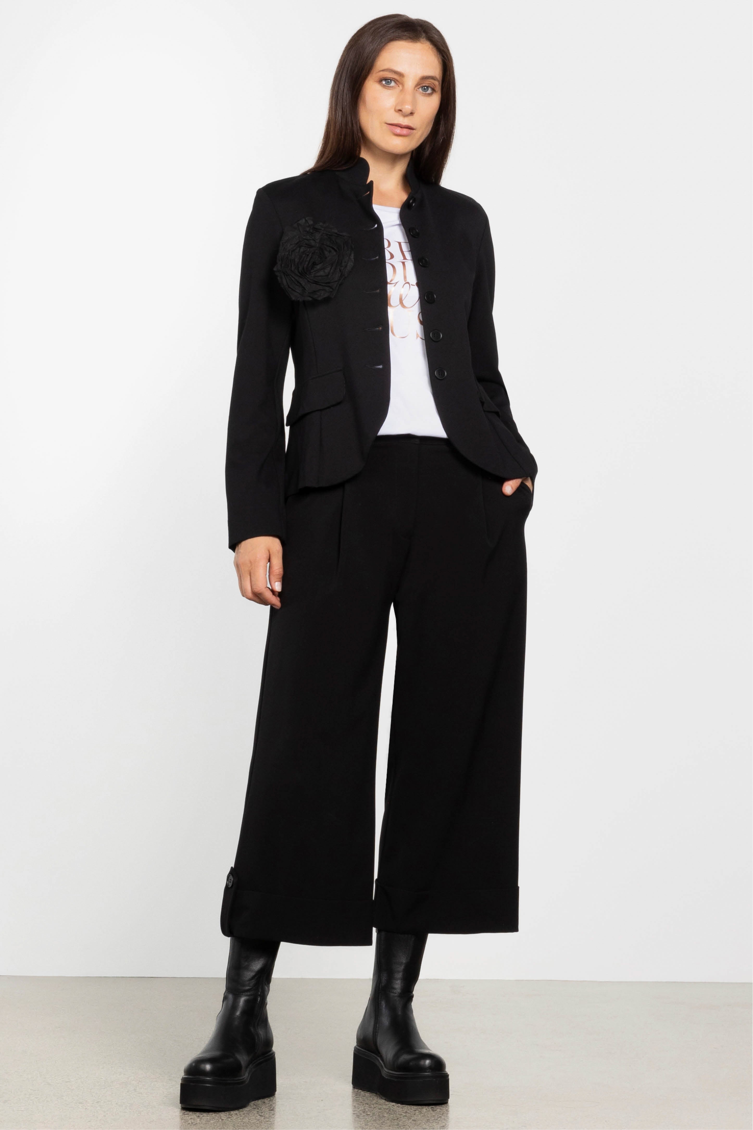 Wide leg cropped pants black hotsell
