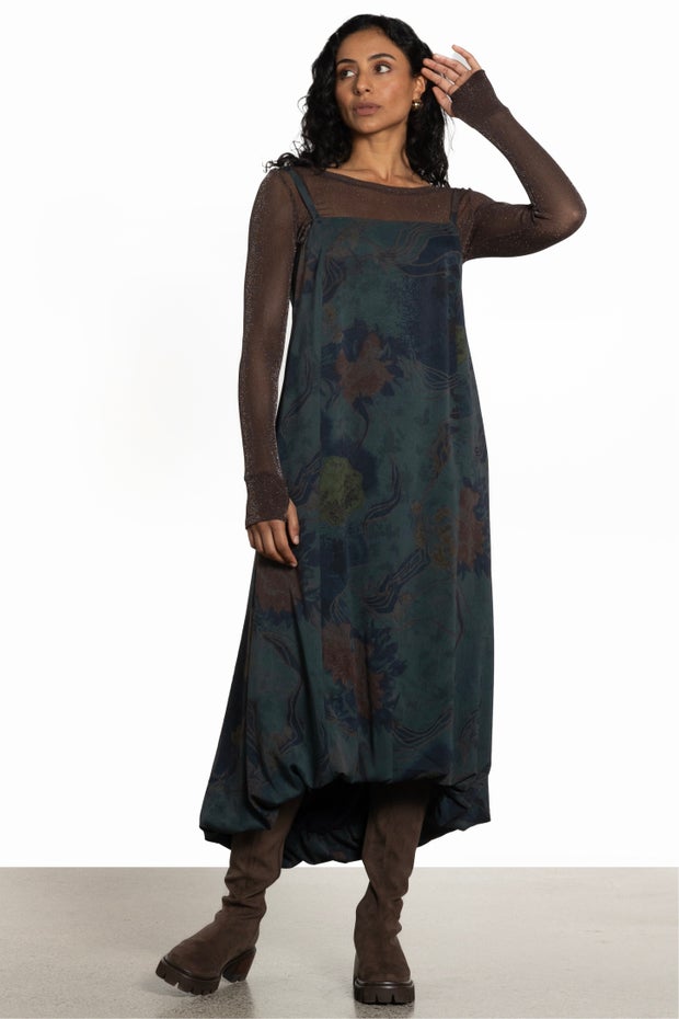 Ali Bubble Hem Long Dress in Print