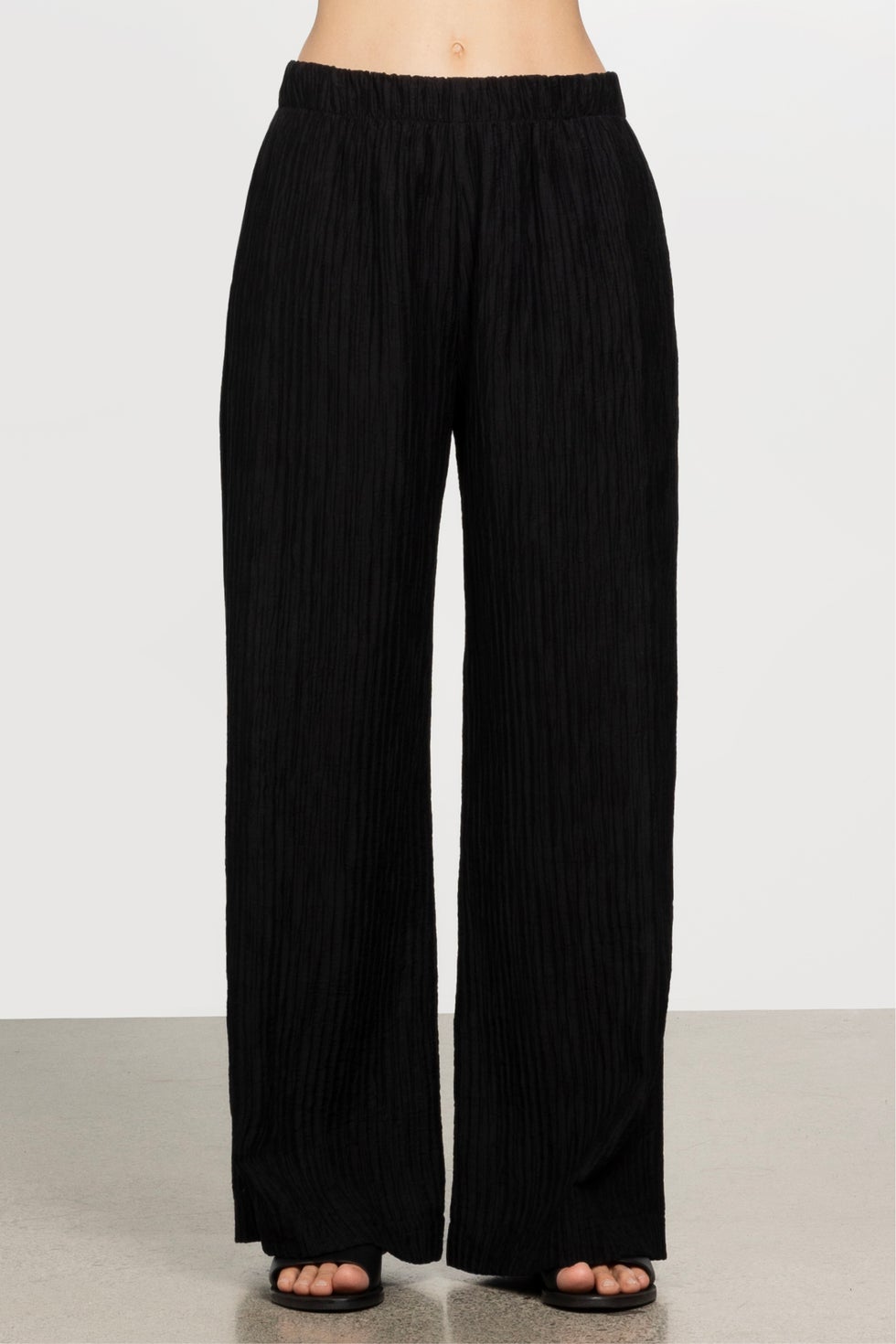 Ami Pleated Wide Leg Pant in Black