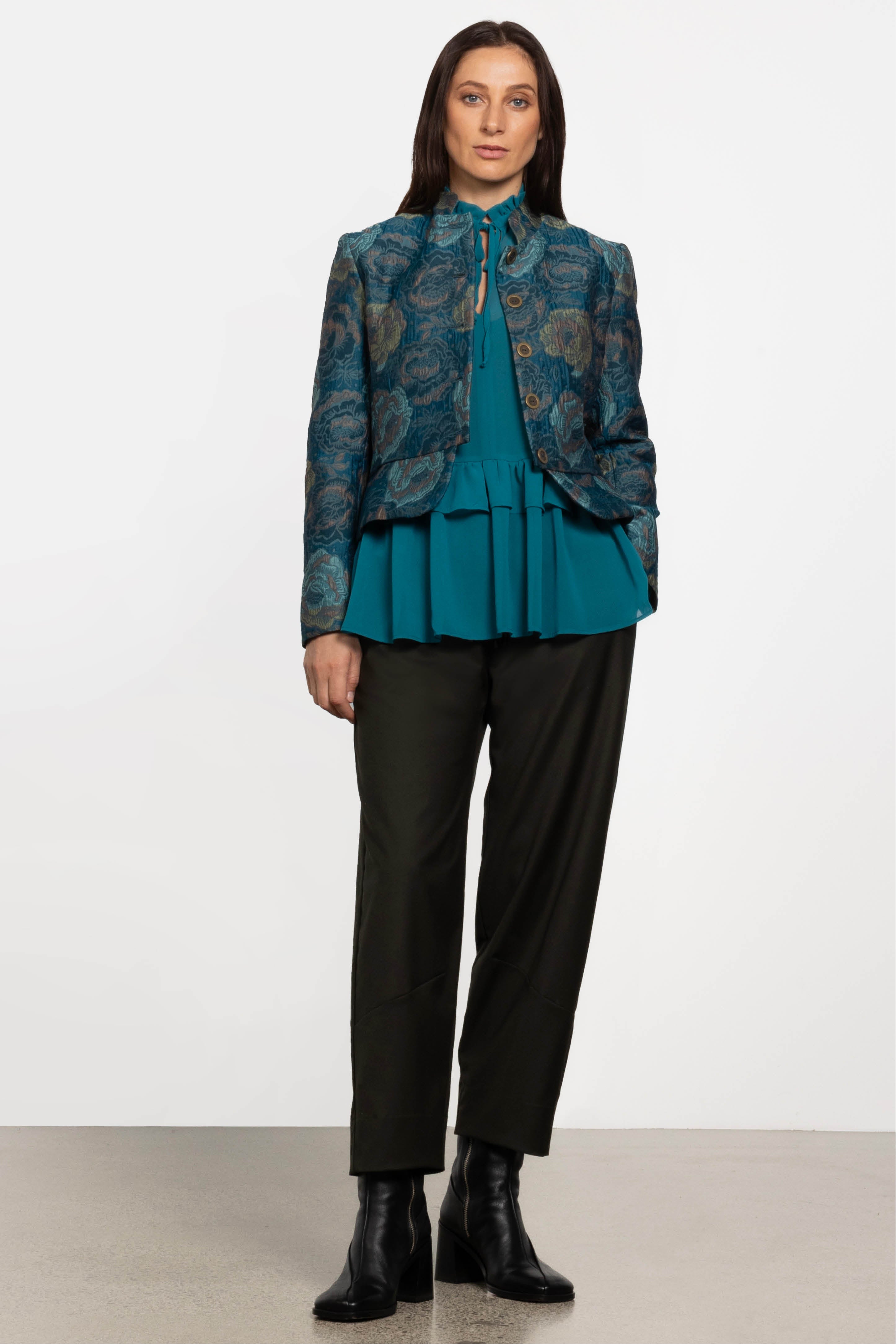 Aspire V-neck Blouse in Green | Repertoire