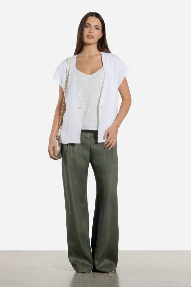 Astoria Short Sleeve Linen Jacket in White