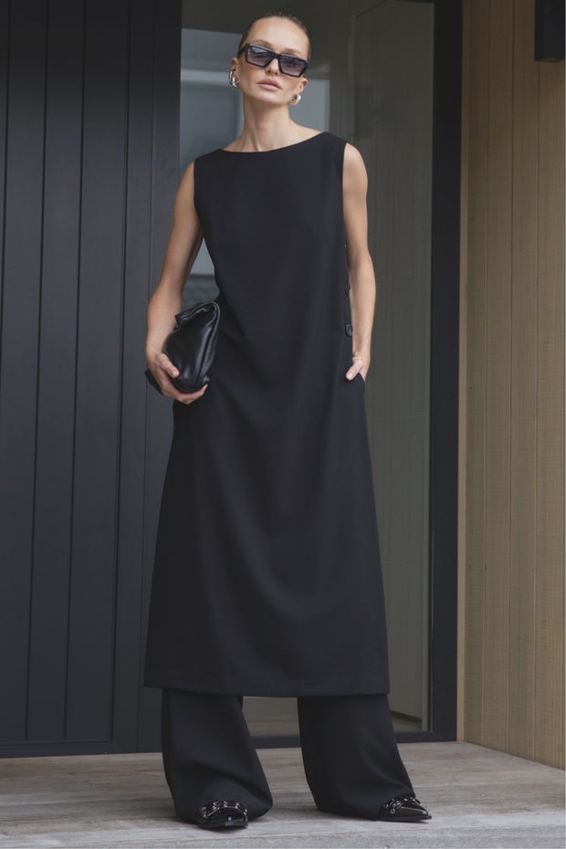 Athena Sleeveless Tunic in Black