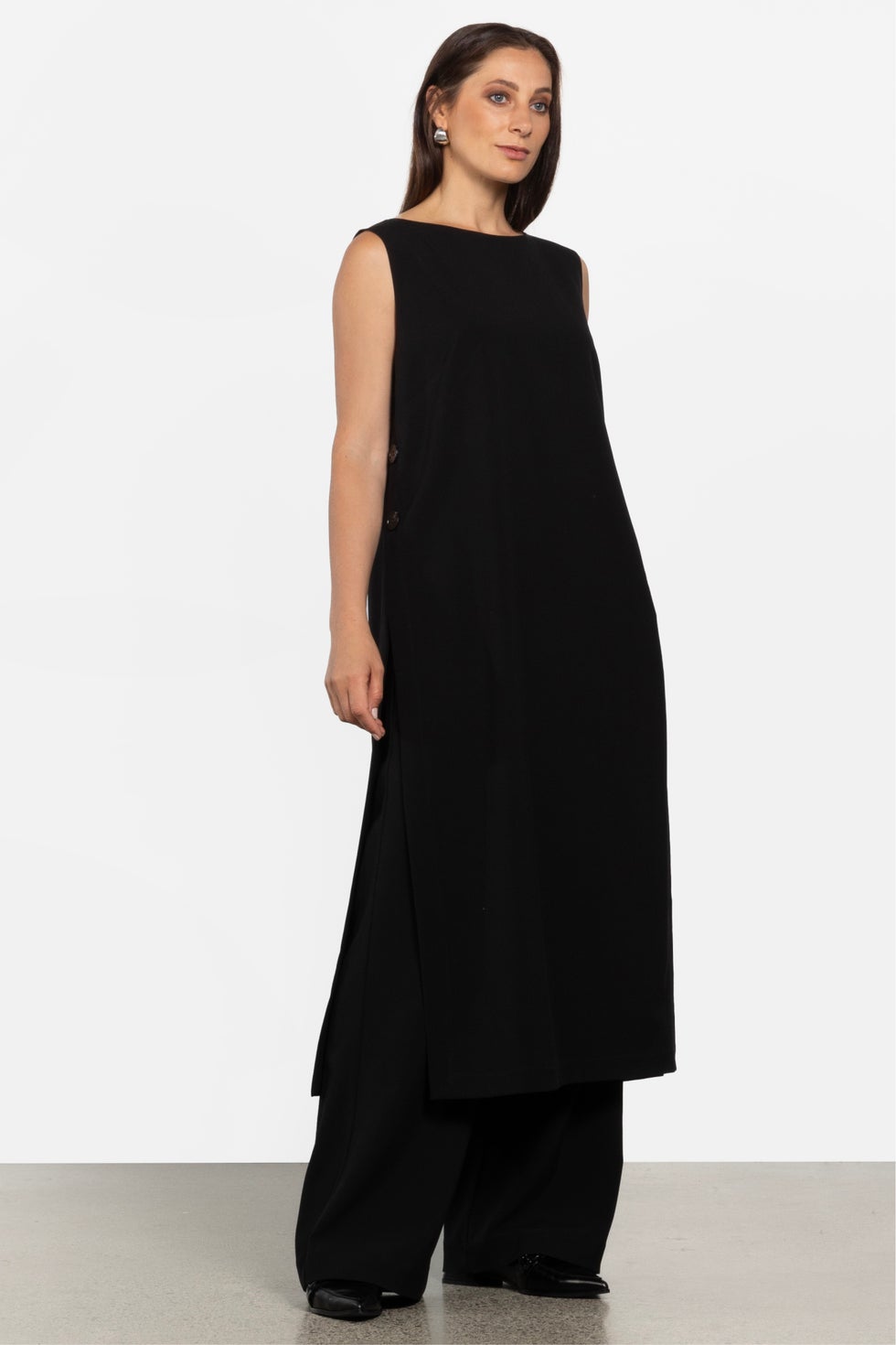 Athena Sleeveless Tunic in Black