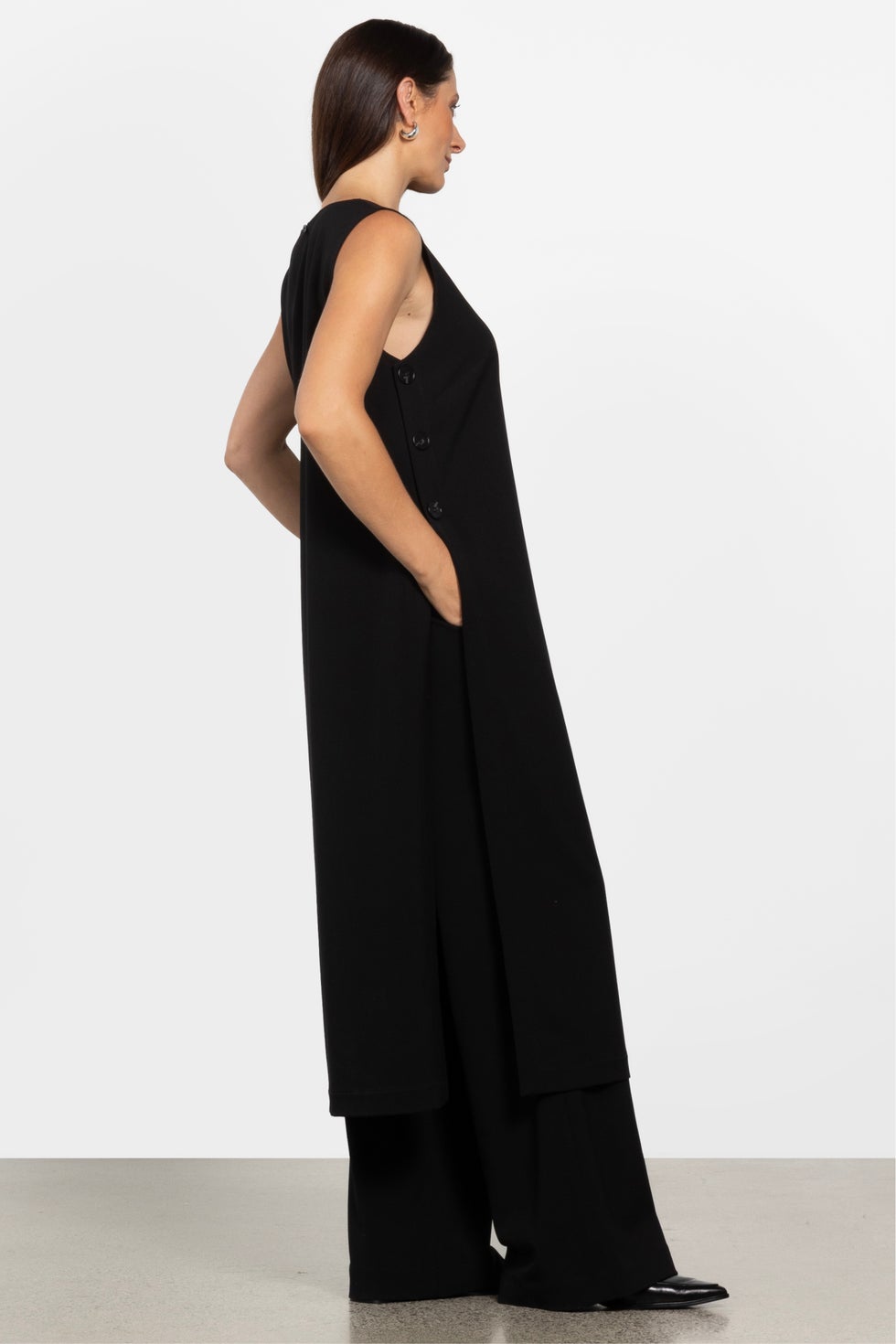 Athena Sleeveless Tunic in Black