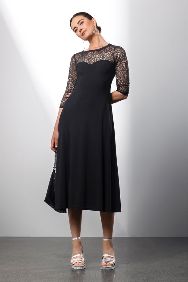 Ava Lace Sweetheart Dress in Black