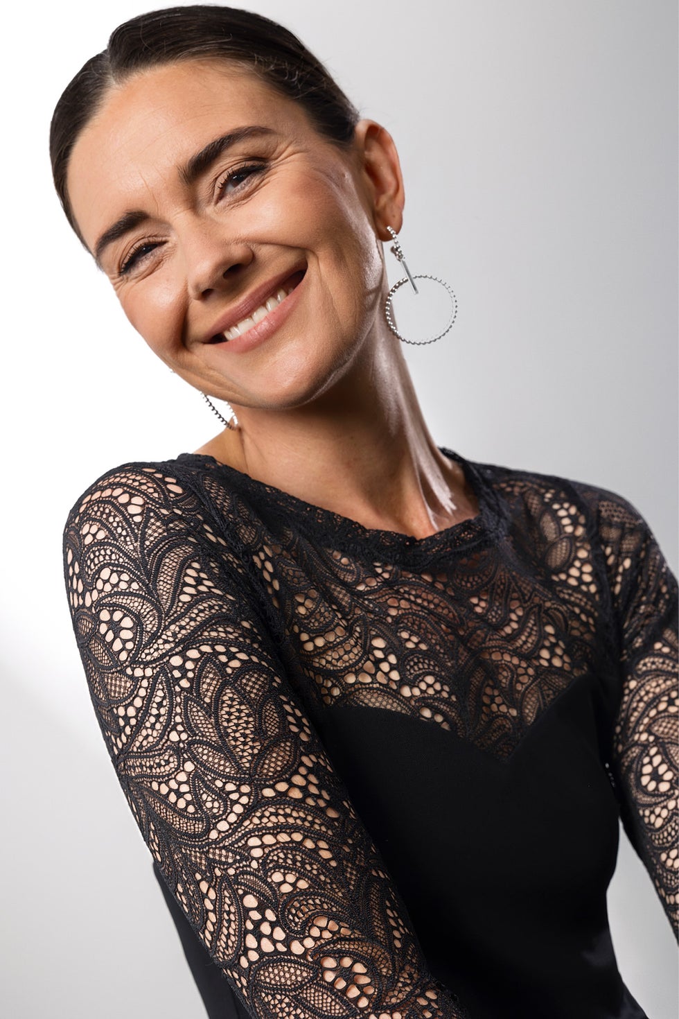 Ava Lace Sweetheart Dress in Black