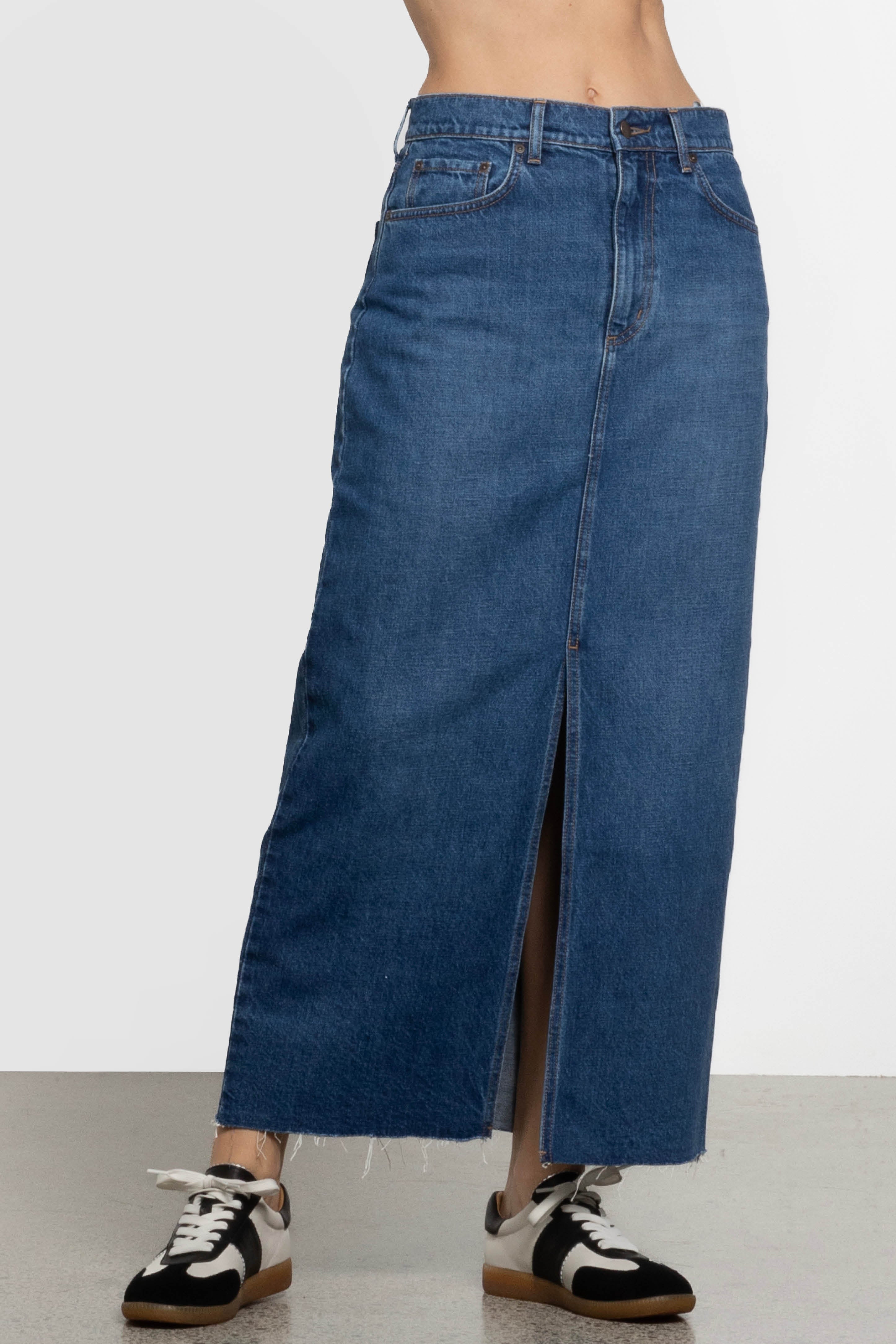 Avery Long Denim Skirt in Blue | NOBODY | Repertoire