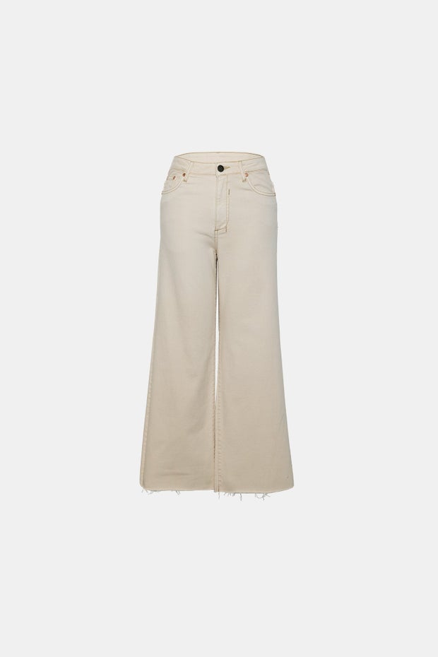 Barrie Cropped Wide Leg Jeans in White