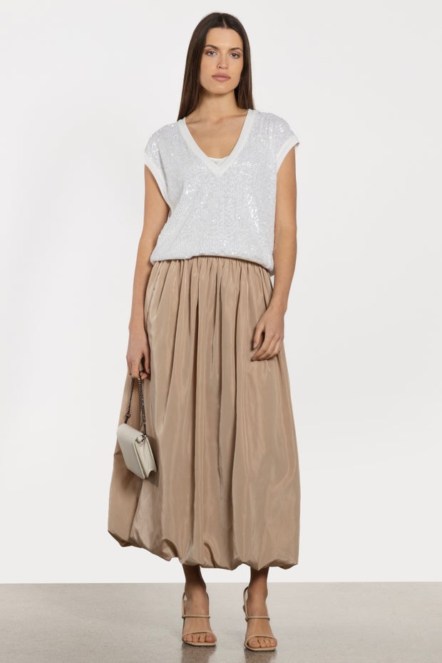 Beatrix Long Skirt in Brown