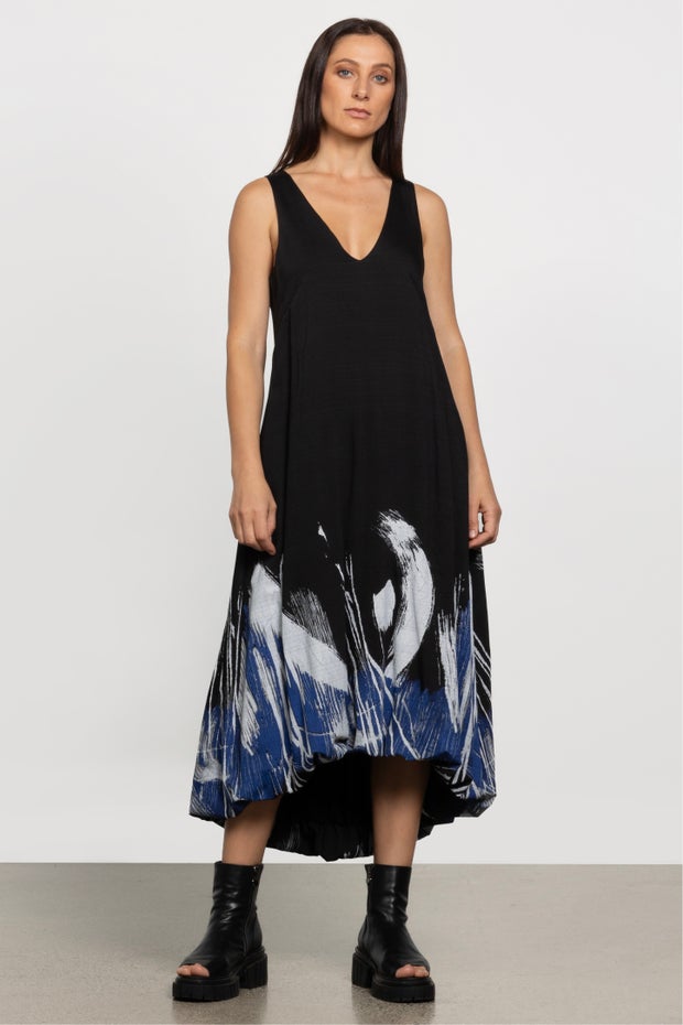 Bella Gathered Hem Dress in Print