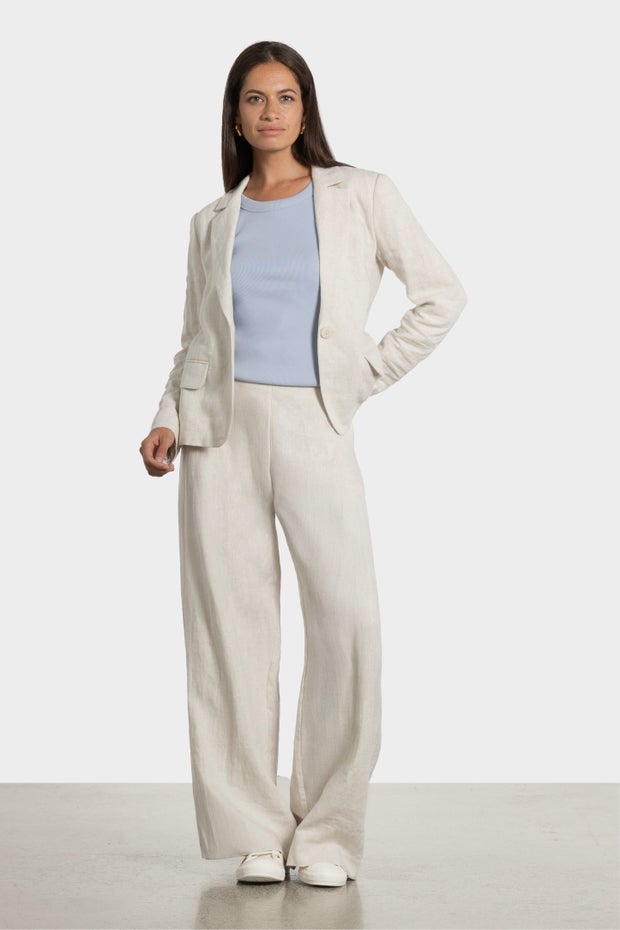 Bonnie Wide Leg Linen Pant in Neutral