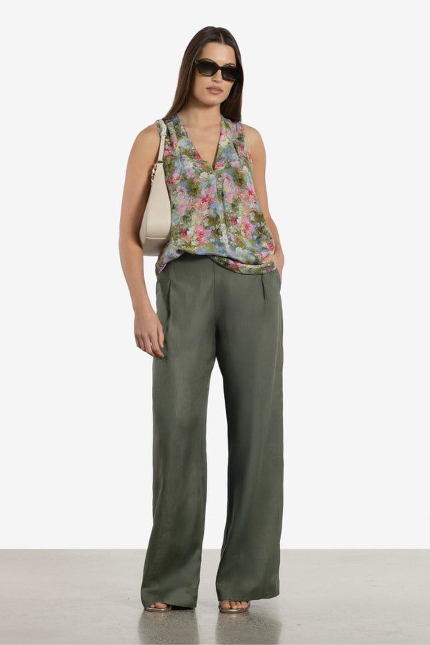 Bonnie Wide Leg Pant in Green