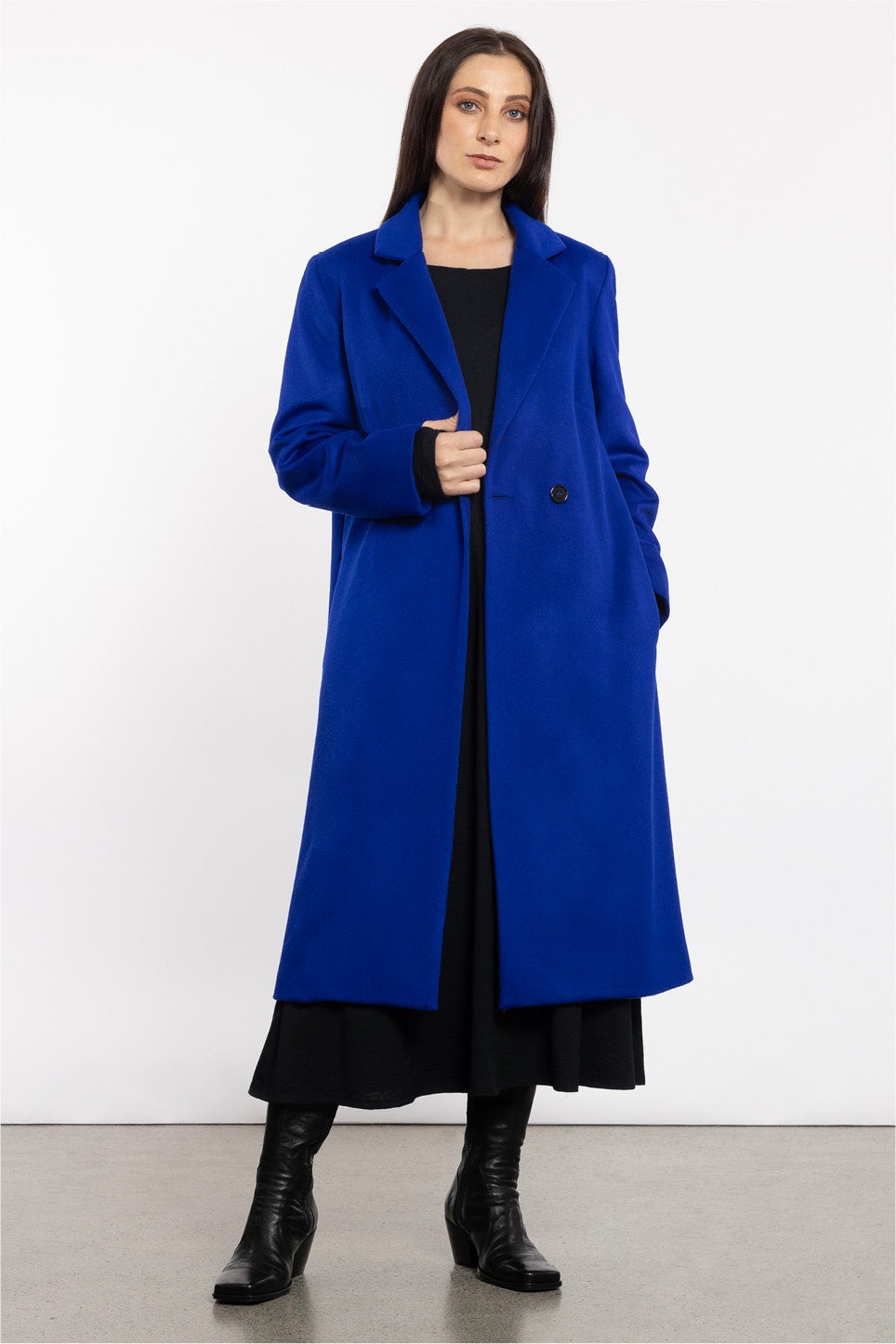 Brandy Wool Coat in Blue Repertoire