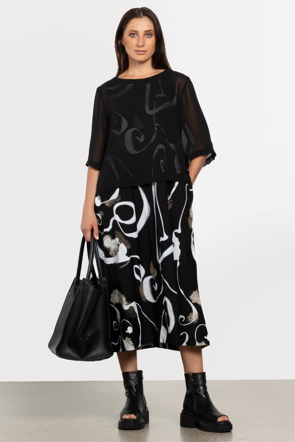 Breeze Boxy Sheer Layering Top in Black