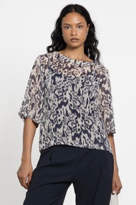 Breeze Boxy Sheer Layering Top in Print