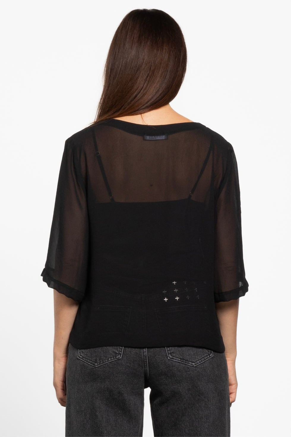 Breeze Boxy Sheer Layering Top in Black