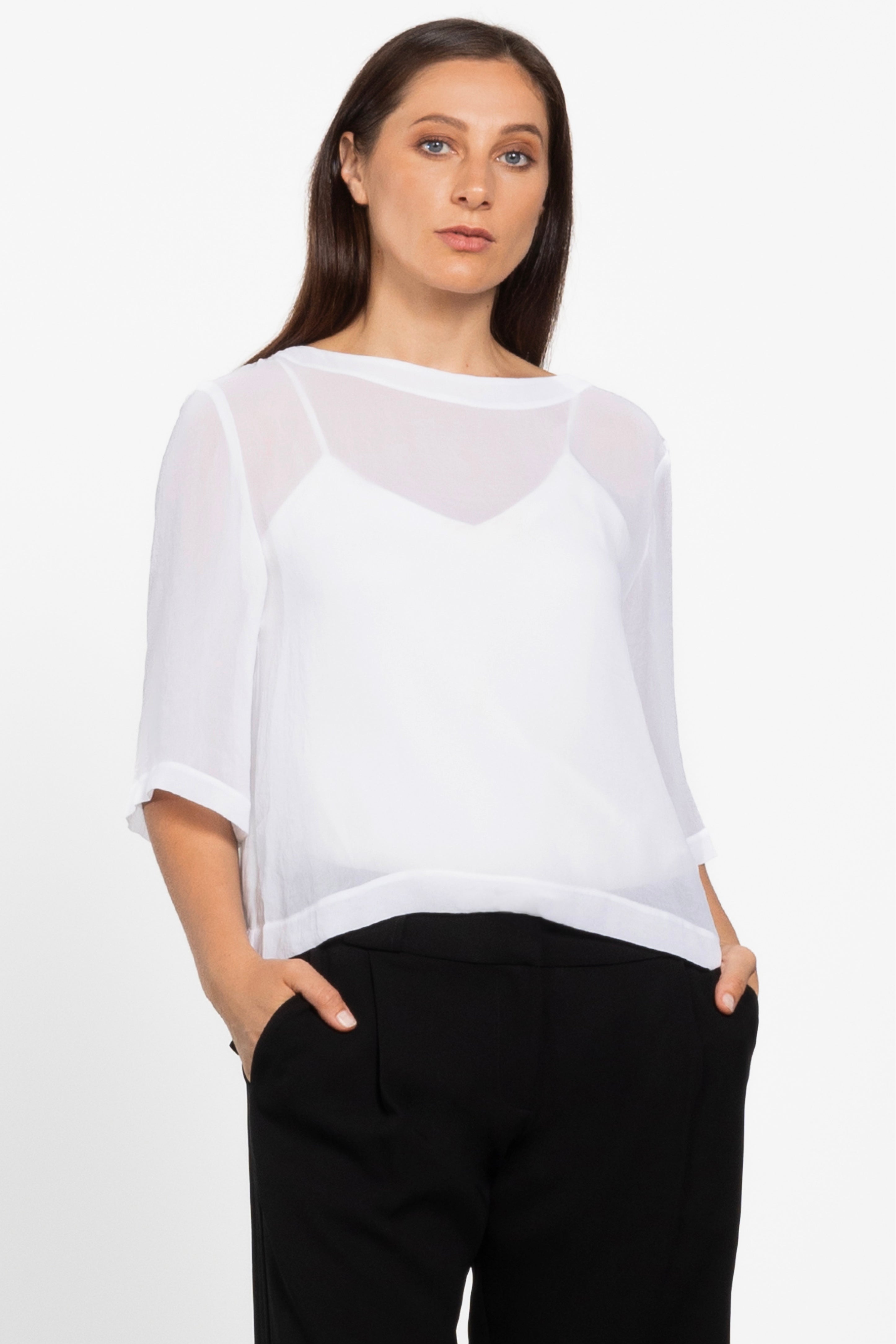 【新品未使用】airy fringe sheer tops(white) 新品】airy fringe sheer tops(white)