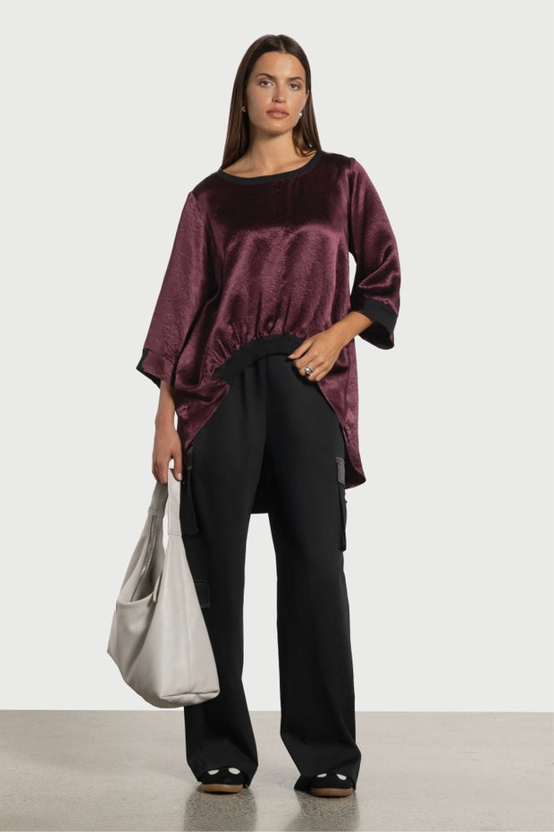 Broadway Cargo Wide Leg Pant in Black