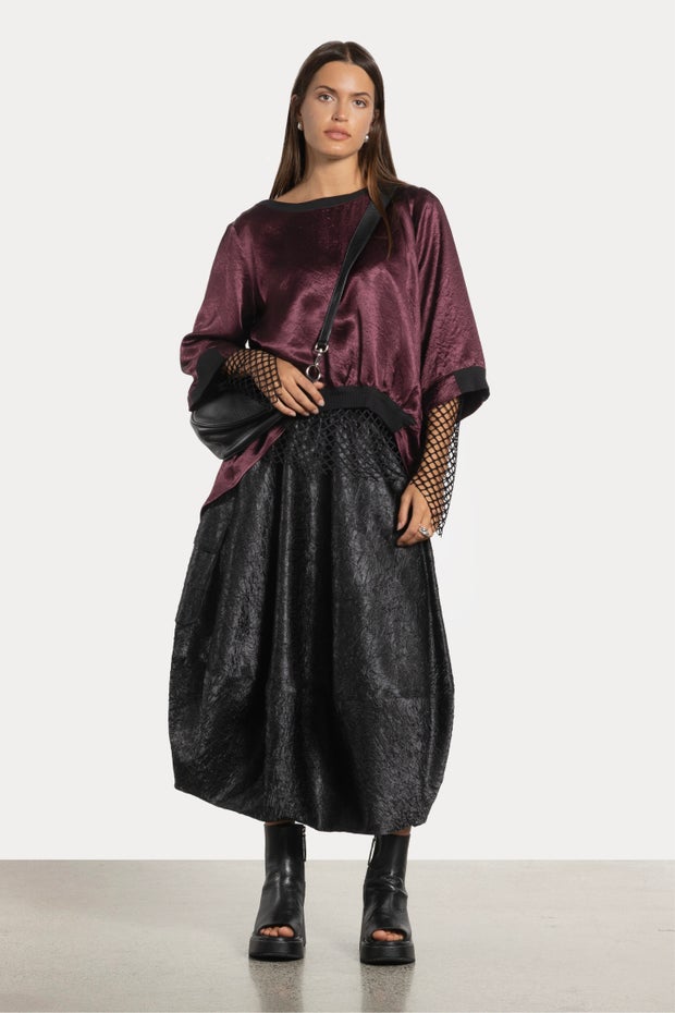 Bronte Curved Hem Top in Purple