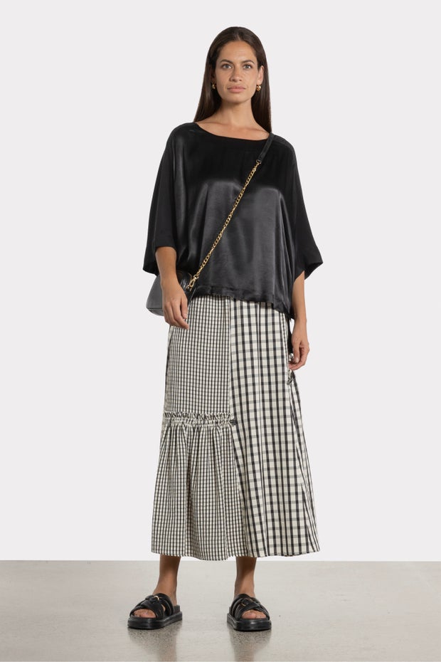Brooke Gathered Detail Skirt in Check