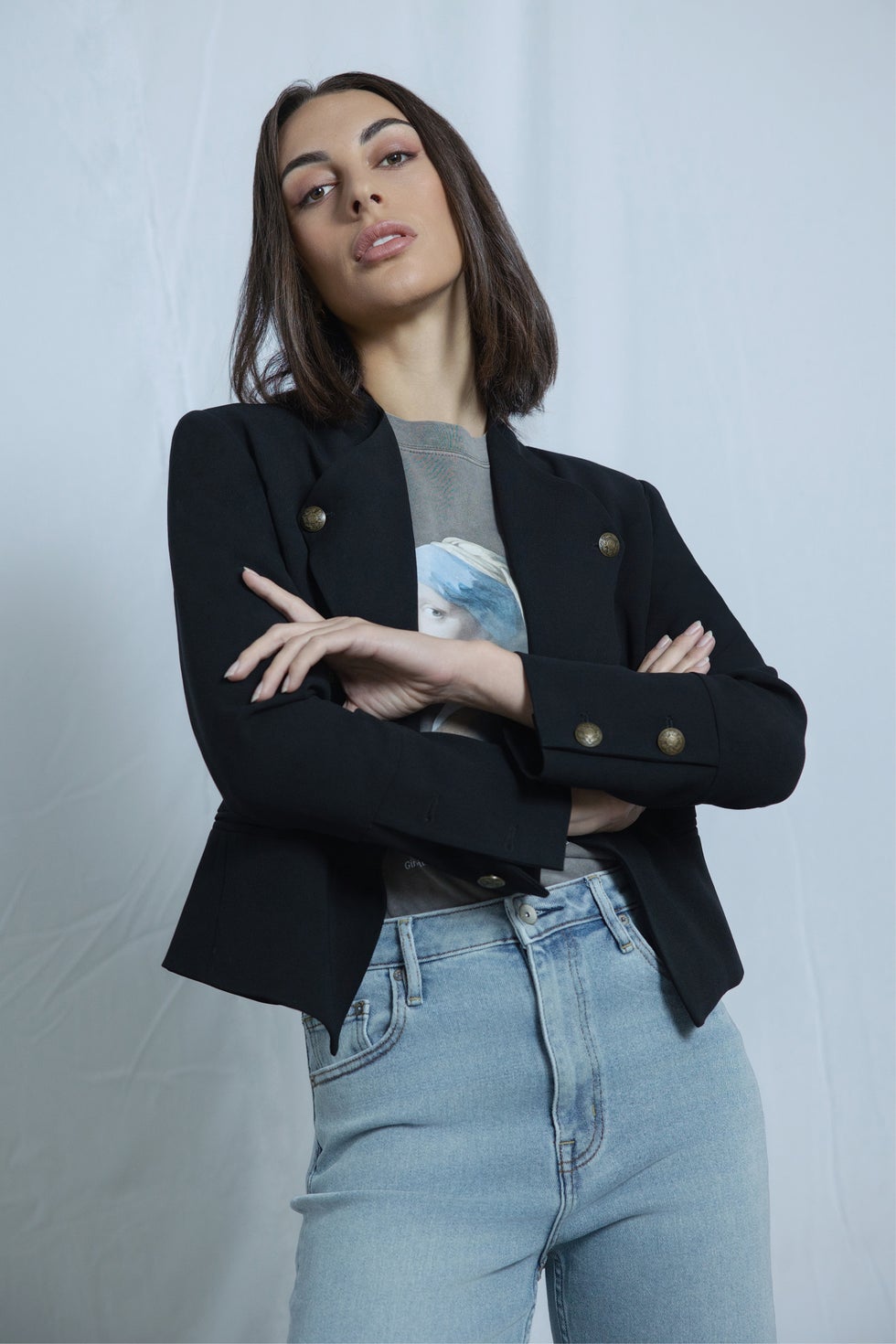 Cadet Cropped Jacket in Black
