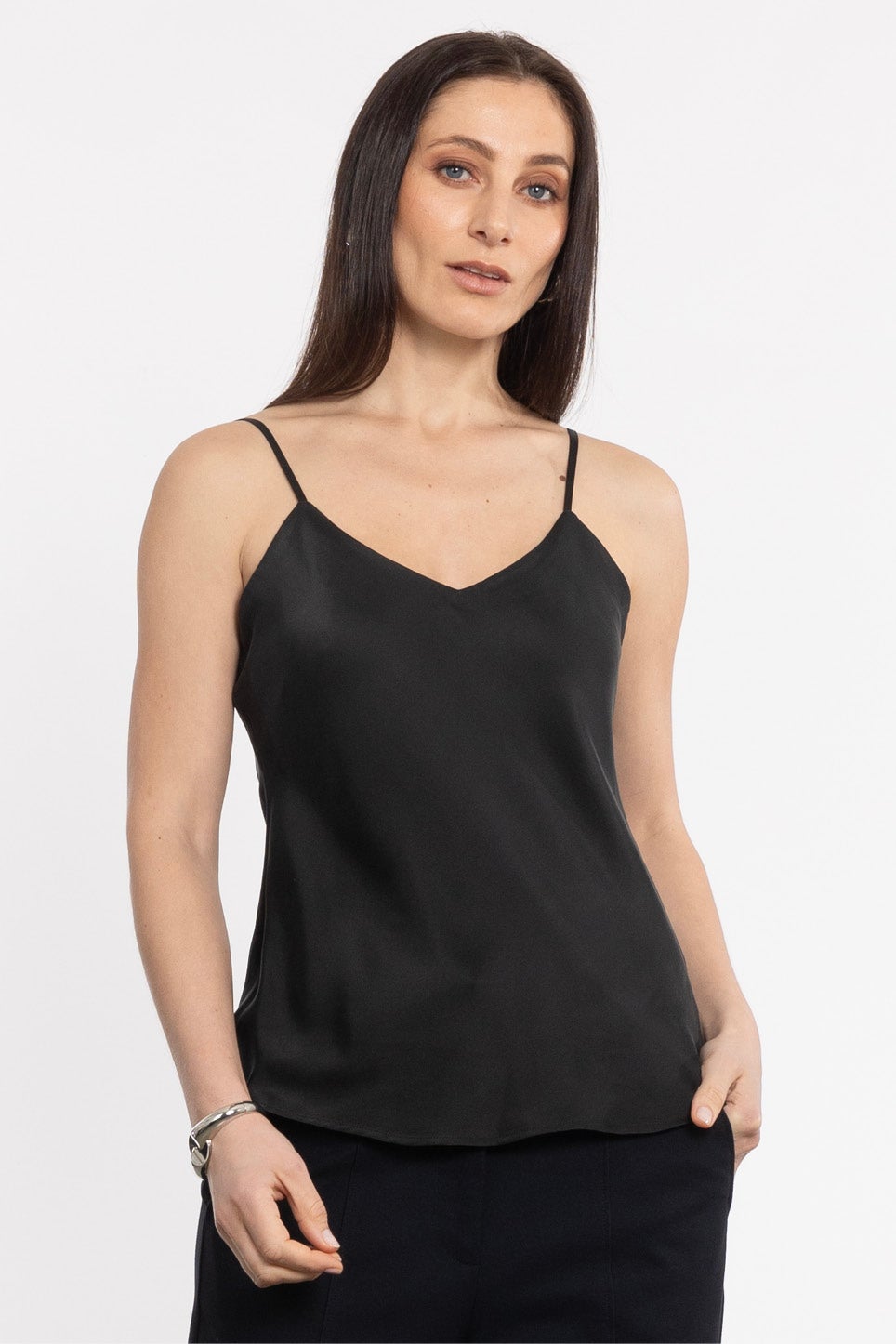 Camilla Cami - Double Layer 100% Silk in Black, REPERTOIRE