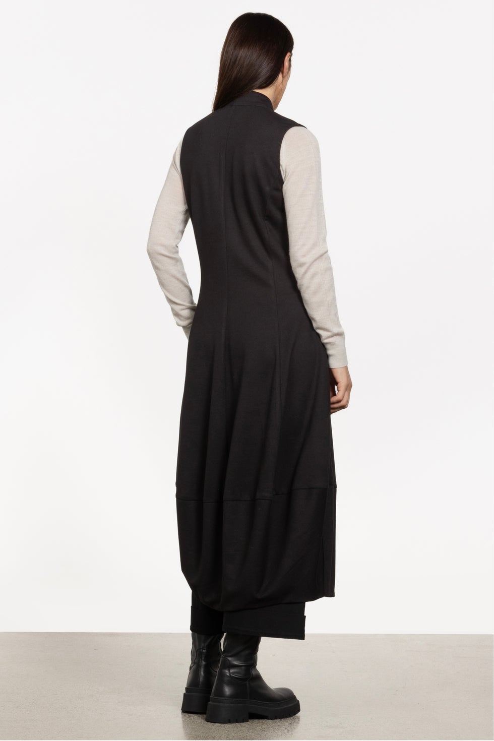 Carla Long Waistcoat in Black