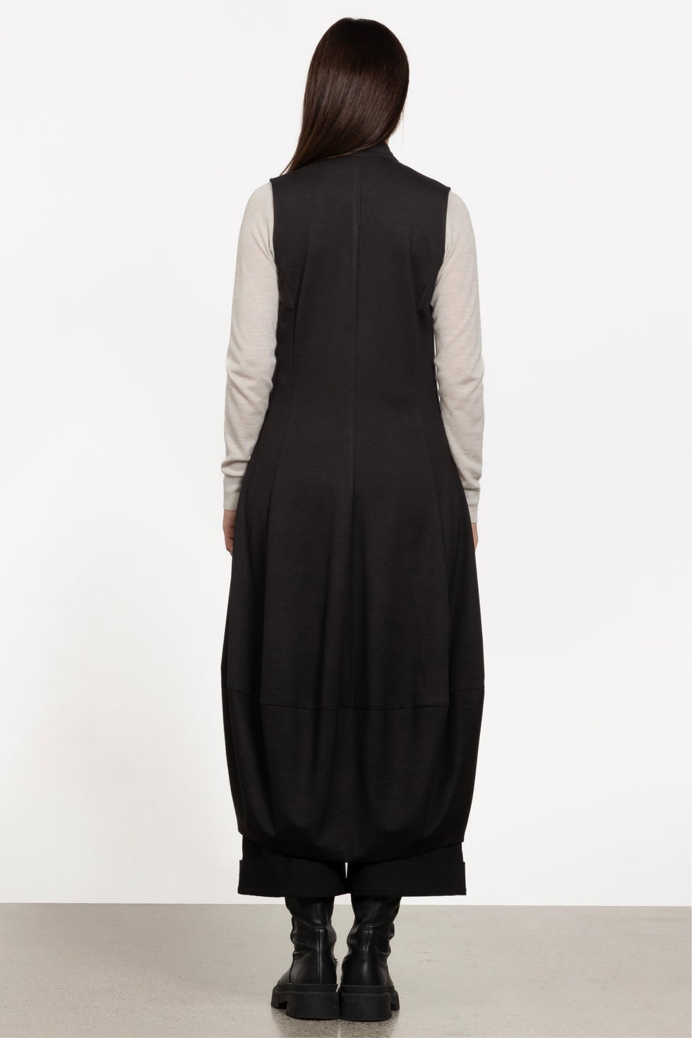Carla Long Waistcoat in Black