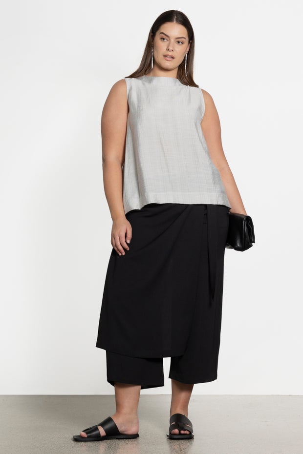 Carli Wrap Wide Leg Pant in Black