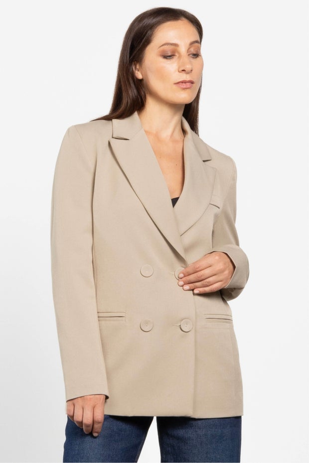 Carter Double-breasted Blazer in Neutral