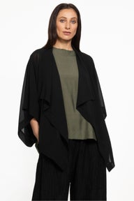 Cascade Sheer Short Kimono in Black