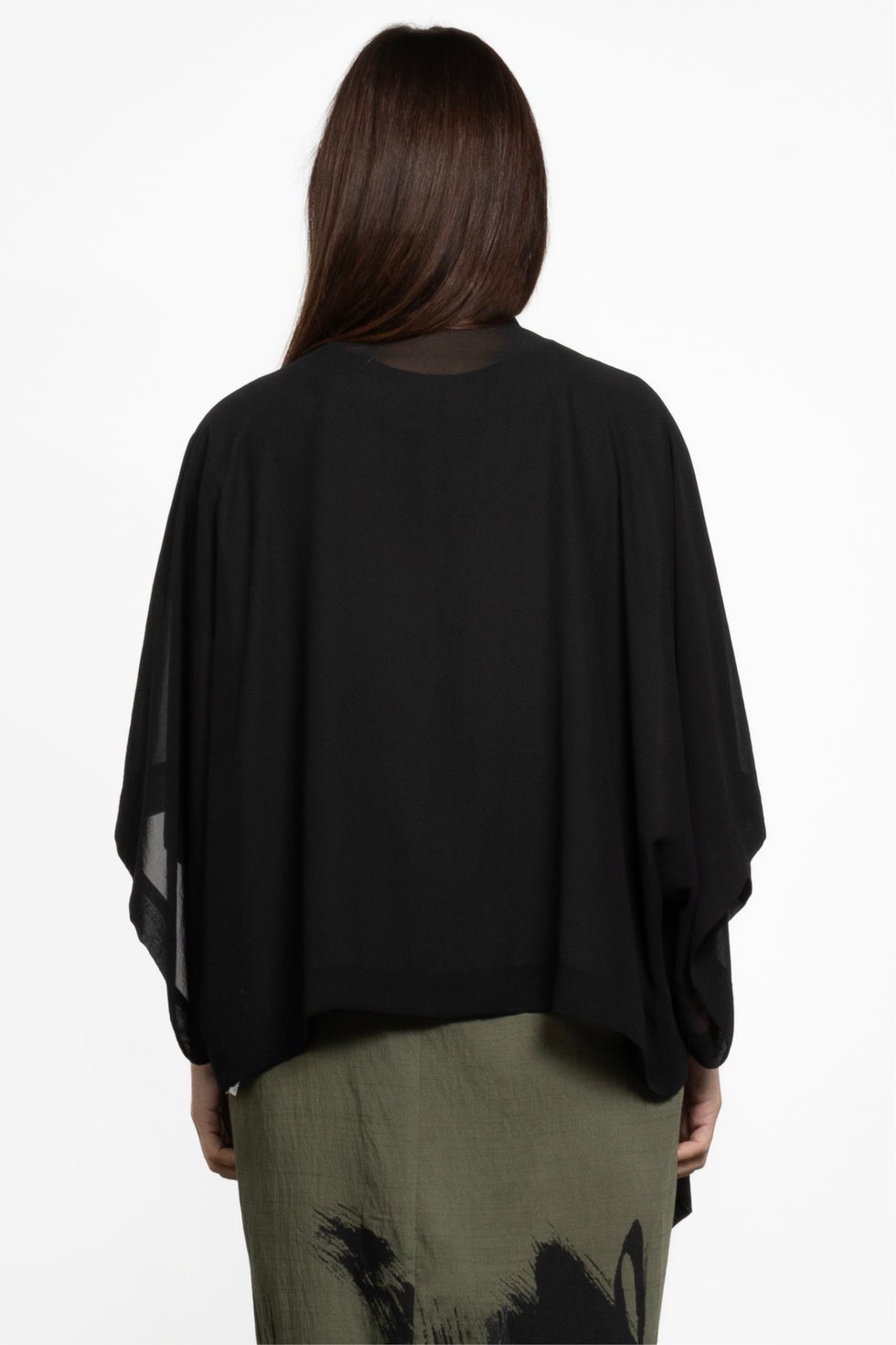 Cascade Sheer Short Kimono in Black