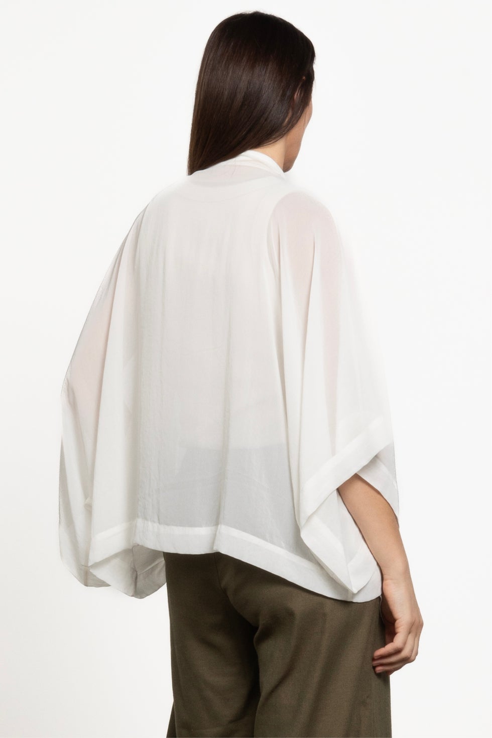 Cascade Sheer Short Kimono in White