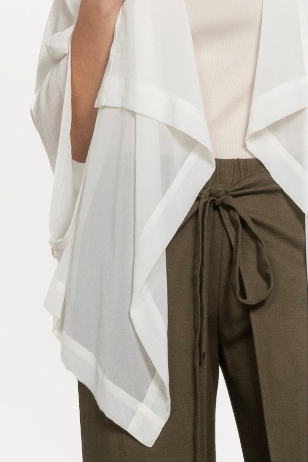 Cascade Sheer Short Kimono in White