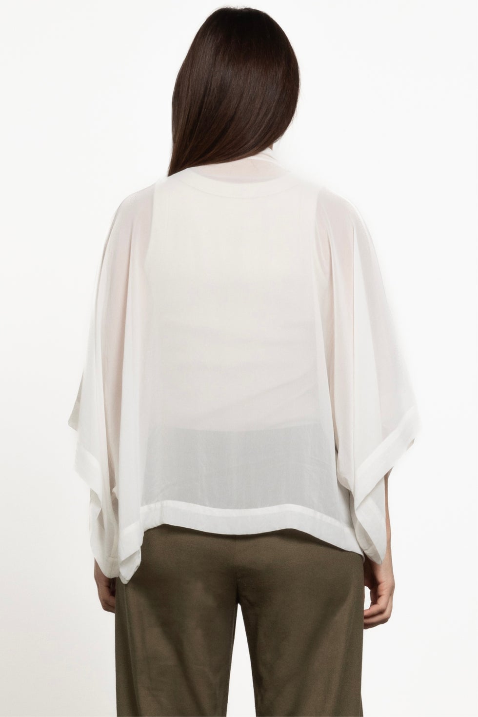 Cascade Sheer Short Kimono in White