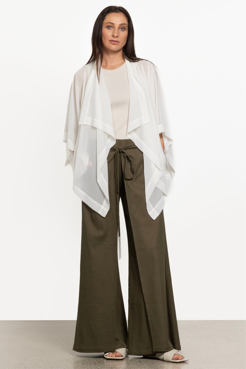 Cascade Sheer Short Kimono in White
