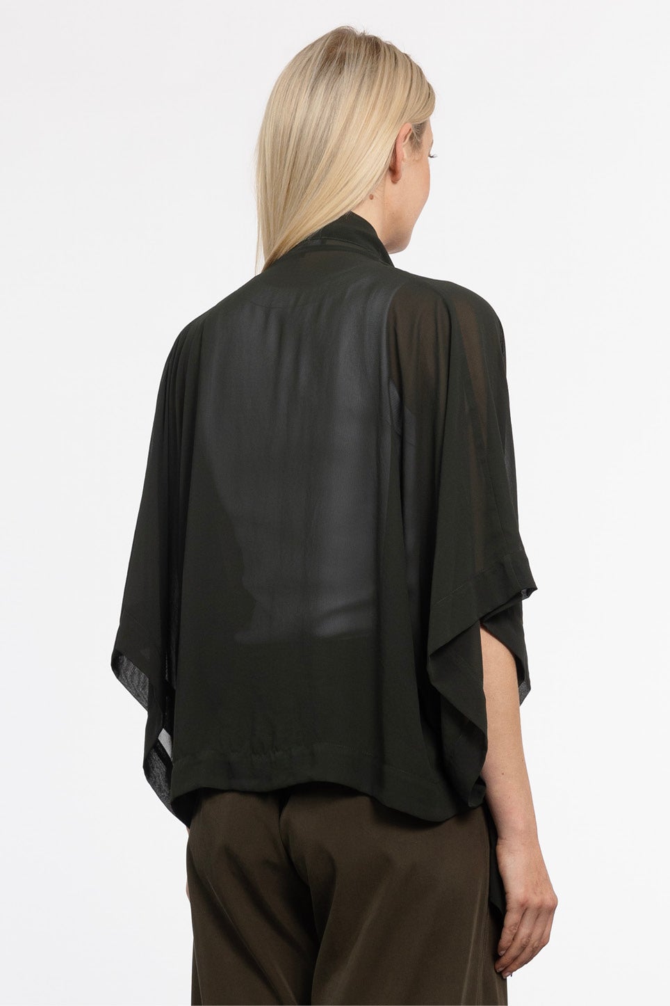 Cascade Sheer Short Kimono in Green