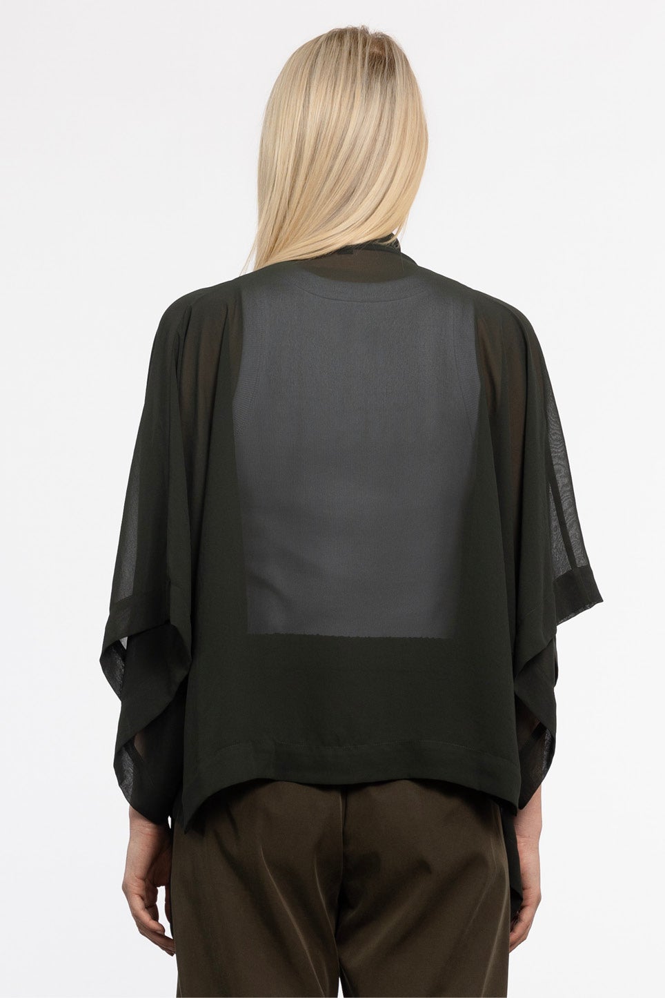 Cascade Sheer Short Kimono in Green