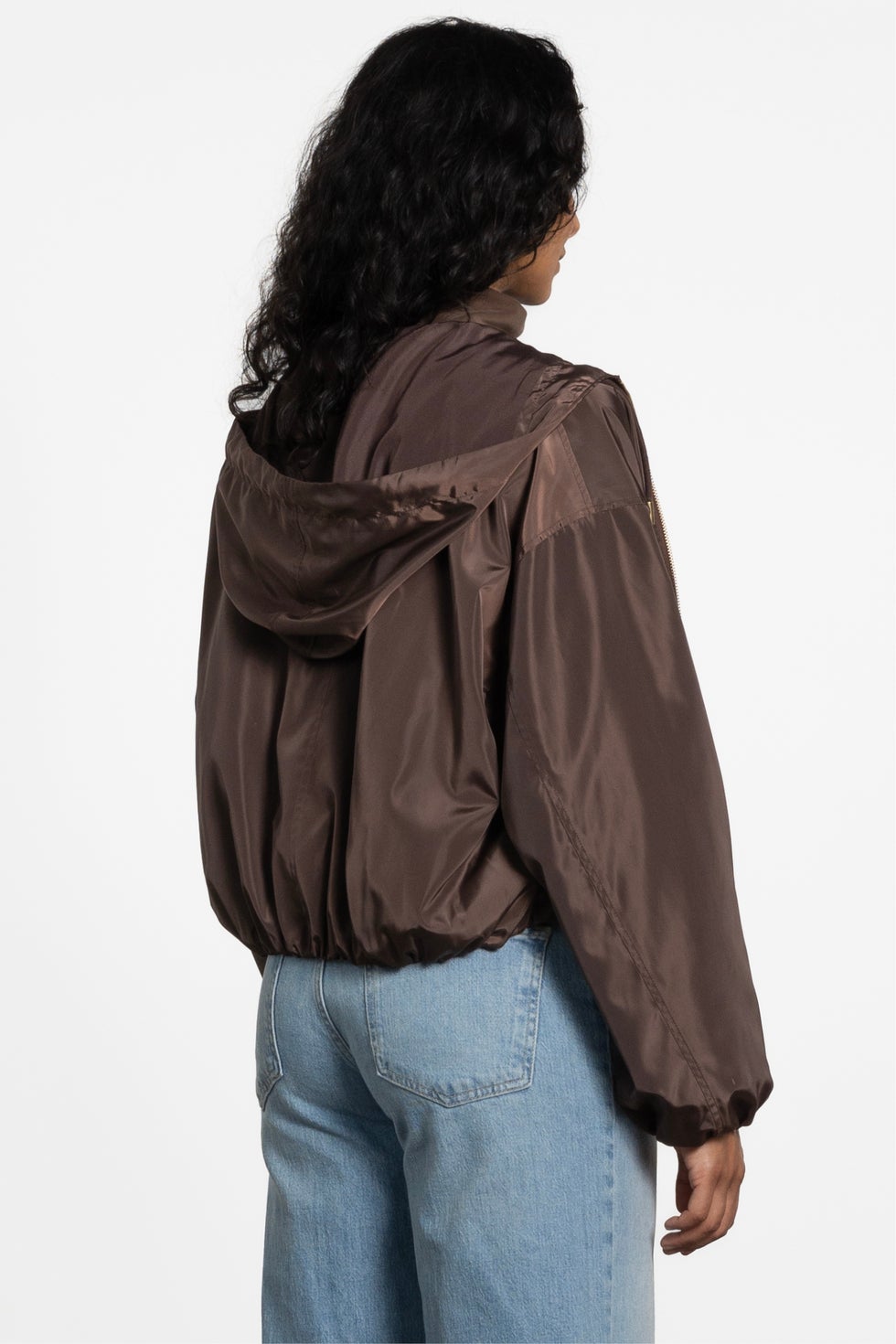 Casi Hooded Bomber Jacket in Brown