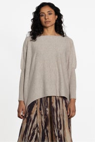 Cece Dropped Shoulder Long Sleeve Knit Top in Neutral