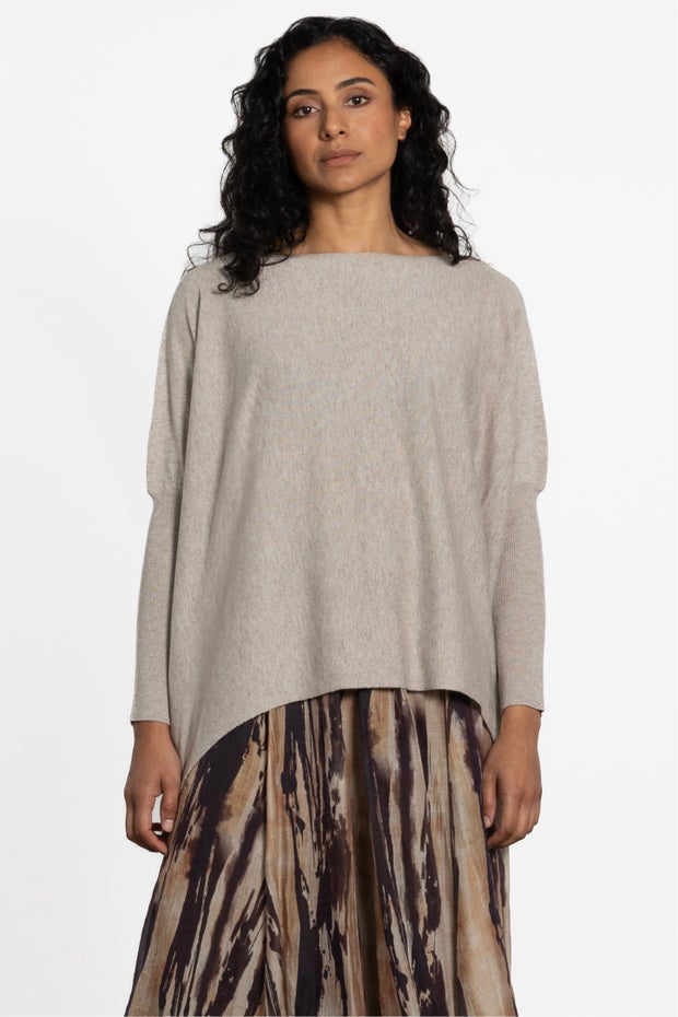 Cece Dropped Shoulder Long Sleeve Knit Top in Neutral