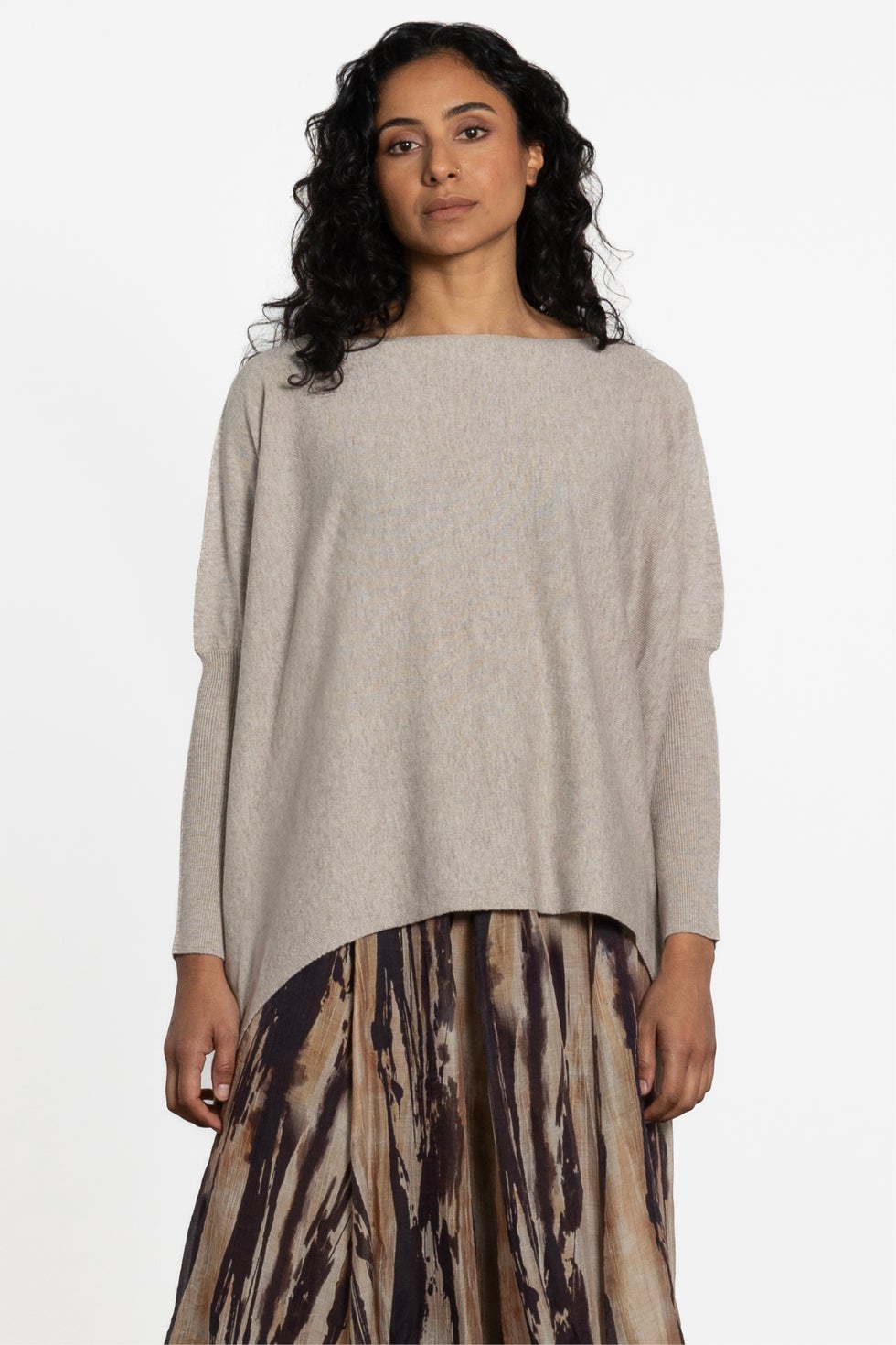Cece Dropped Shoulder Long Sleeve Knit Top in Neutral