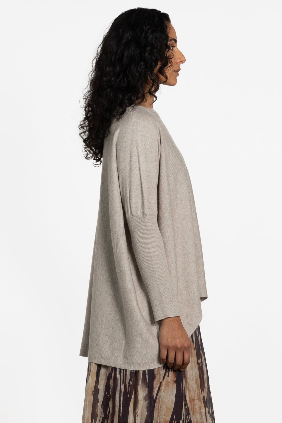 Cece Dropped Shoulder Long Sleeve Knit Top in Neutral
